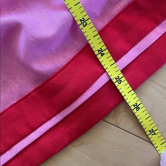 Entro Pink and Red Blouse Bubble Sleeve Linen large top - Picture 8 of 9